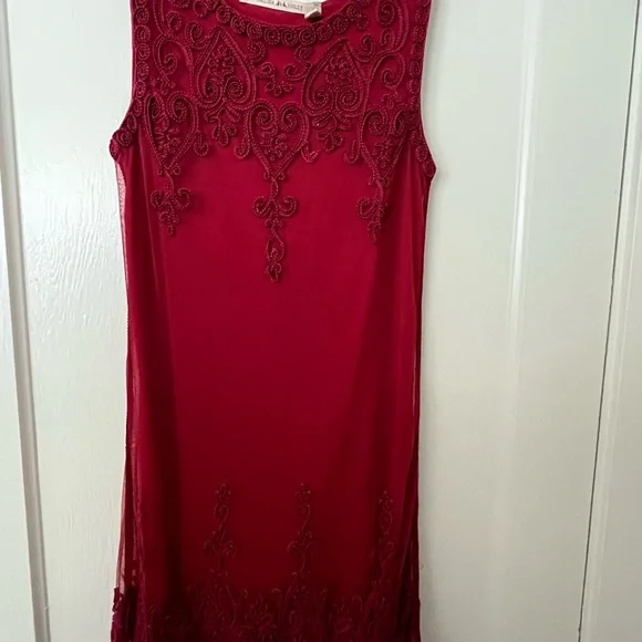 Chelsea & Violet Dresses | Chelsea & Violet Burgundy Embroidered Dress | Color: Red | Size: M | Trodney's Closet